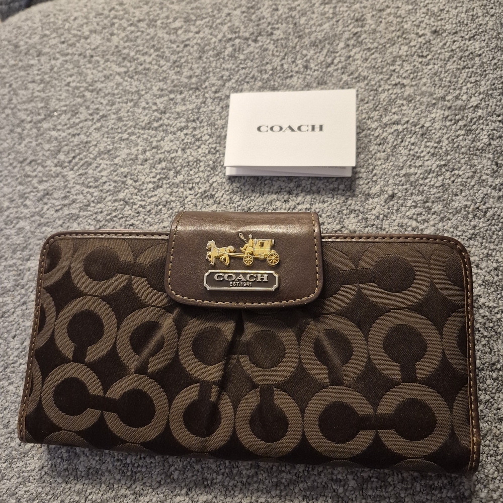 Coach Brown Wallet with Logo Pattern